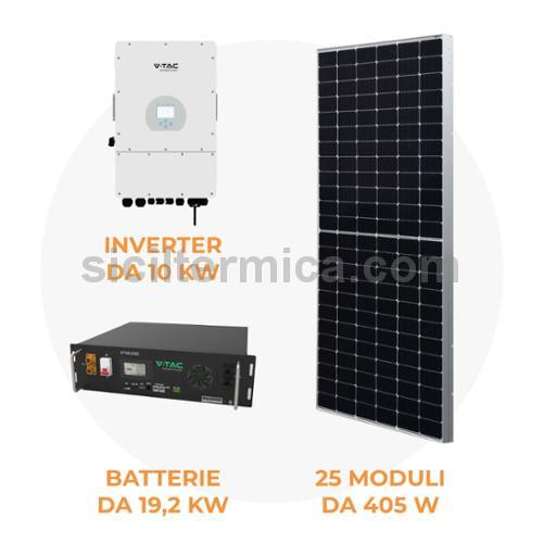 KIT FOTOVOLTAICO COMPLETO PER 10KW TRIFASE + INVERTER DA 10 KW + BATTERIA DA 20 KW