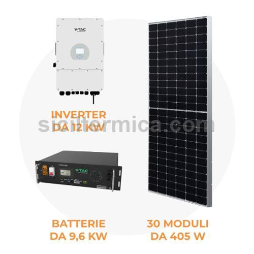 AAA-F3F12KW10 - KIT FOTOVOLTAICO COMPLETO PER 12kW TRIFASE + INVERTER DA 12 KW + BATTERIA DA 10 KW