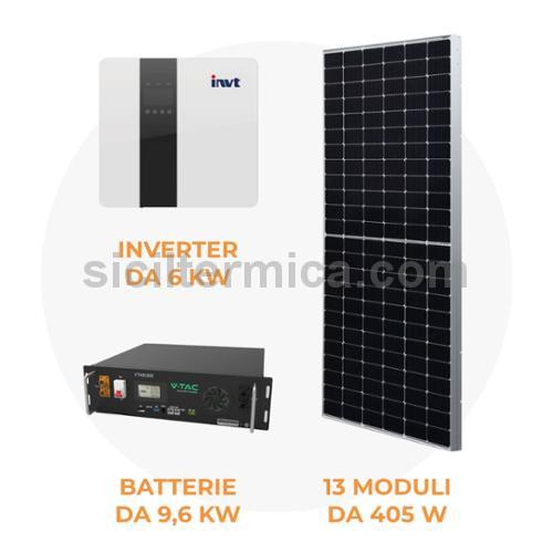 AAA-F5FW6 - KIT FOTOVOLTAICO COMPLETO PER 5KW + INVERTER DA 6 KW + BATTERIA DA 9,6 KW